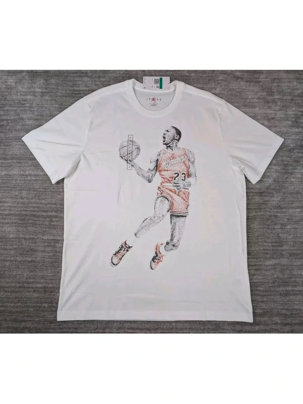New Nike Air Jordan MJ Dot Chicago Bulls #23 Graphic T-Shirt White Mens Size L